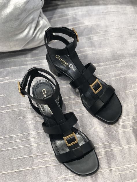 dior sandals black calfskin